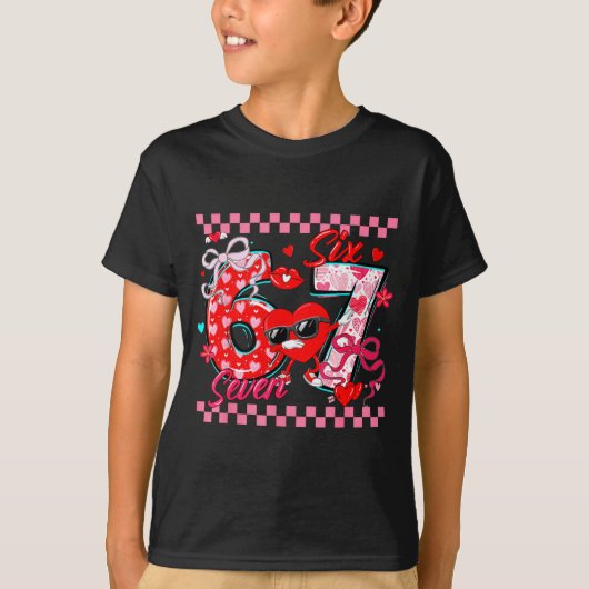 Valentine 67 Six Seven Meme Dabbing Hearts Matchin T-shirt (Voorkant)