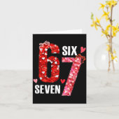 Valentine 67 Six Seven Rose Hearts Bow Valentine’s Kaart (Gele Bloem)