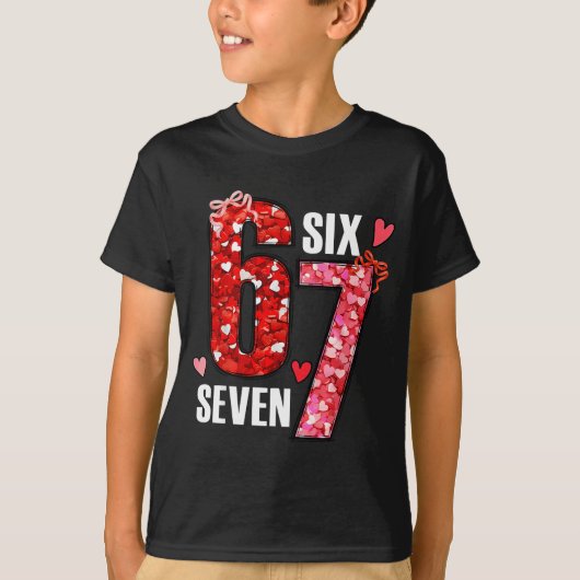 Valentine 67 Six Seven Rose Hearts Bow Valentine’s T-shirt (Voorkant)