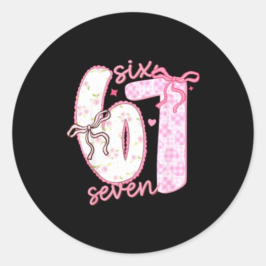 Valentine 6 7 Funny Six Seven 67 Happy Valentines  Ronde Sticker (Voorkant)