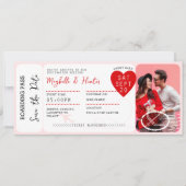 Valentine Airplane Boarding Pass Save The Date Kaart (Voorkant)