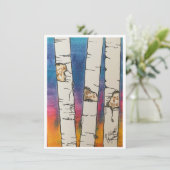 Valentine, Aquarel Berkenbomen Feestdagenkaart (Staand voorkant)