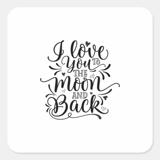Valentine Art I Love You To The Moon Vierkante Sticker (Voorkant)