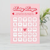 Valentine Baby Shower Baby Bingo Game Card Kaart (Staand voorkant)