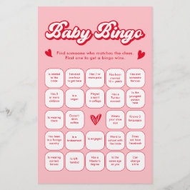 Valentine Baby Shower Find the Guest Bingo Game