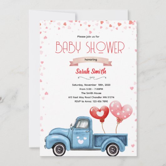 Valentine Baby Shower Invitation Kaart (Voorkant)
