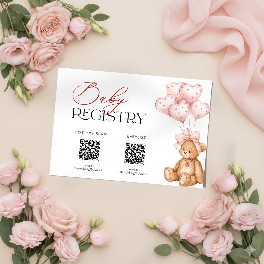 Valentine Baby Shower Registry Card Informatiekaartje
