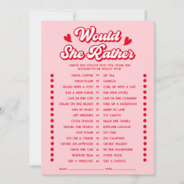 Valentine Baby Shower Would She Rather Game Card Kaart