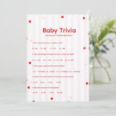Valentine Baby trivia Baby shower game Card Kaart (Staand voorkant)