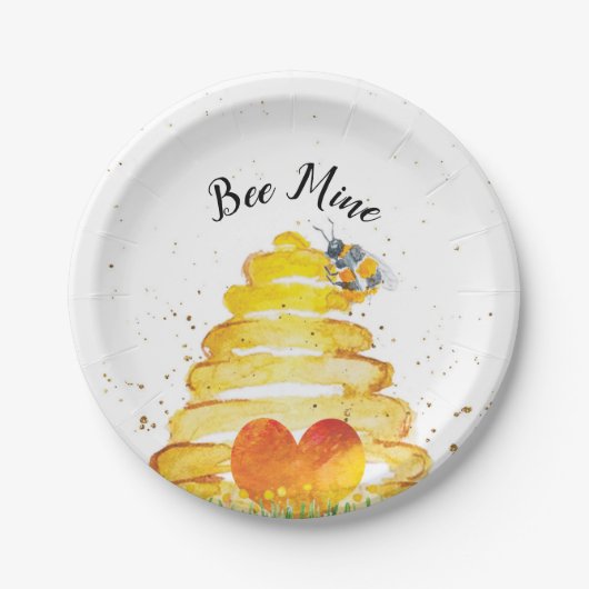Valentine Bee Mine Papieren Bordje (Voorkant)