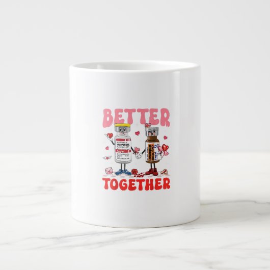 Valentine Better Together Nurse Pink Bow Modern De Grote Koffiekop (Voorkant)