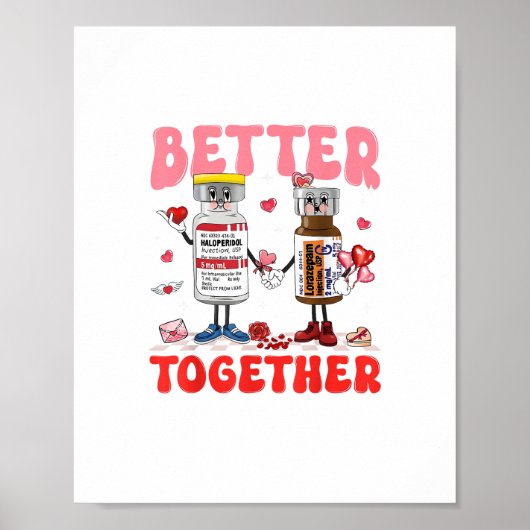 Valentine Better Together Nurse Pink Bow Modern De Poster (Voorkant)