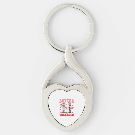 Valentine Better Together Nurse Pink Bow Modern De Sleutelhanger (Voorkant)