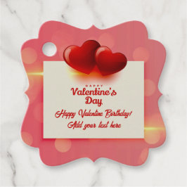 Valentine Birthday With Red Hearts - Romantic Love Bedankjes Labels