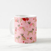 Valentine Border Terrier Pattern Koffiemok (Voorkant links)