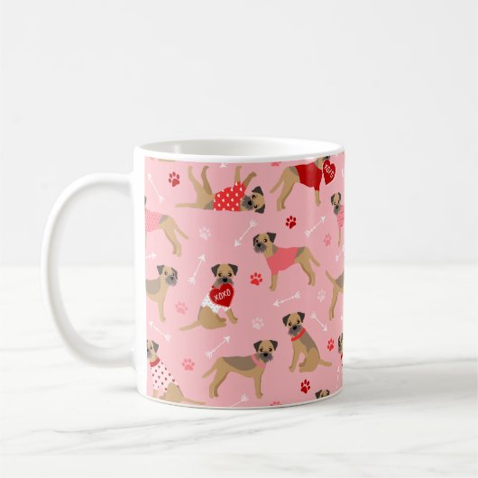 Valentine Border Terrier Pattern Koffiemok (Links)