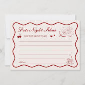 Valentine Bridal Shower Date Night Ideas Card Kaart (Voorkant)