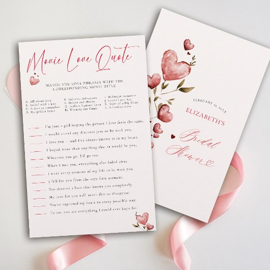Valentine Bridal Shower Game Match Movie Quotes Flyer