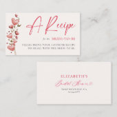Valentine Bridal Shower Hearts Vines Bride Recipe Informatiekaartje (Voorkant / Achterkant)