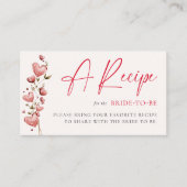 Valentine Bridal Shower Hearts Vines Bride Recipe Informatiekaartje (Voorkant)