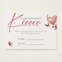 Valentine Bridal Shower How Many Kisses Game Visitekaartje