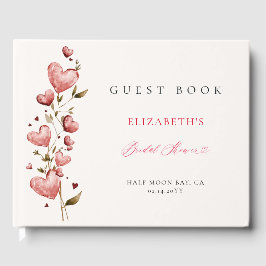 Valentine Bridal Shower Whimsical Hearts Botanical Gastenboek