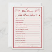 Valentine Bridal Shower Who Knows Bride Best Card Kaart (Voorkant)