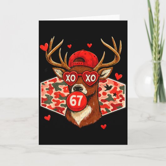 Valentine Buck 67 Meme Camo Deer Hunting Boys Hunt Kaart (Voorkant)