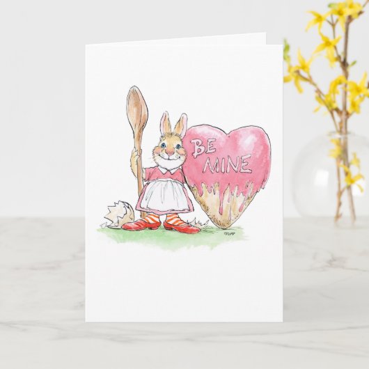 Valentine Bunny Baker Card Kaart (Gele Bloem)