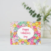 Valentine Candy Hearts Love Quotes Briefkaart (Staand voorkant)