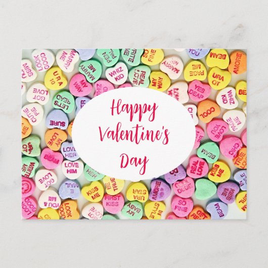 Valentine Candy Hearts Love Quotes Briefkaart (Voorkant)