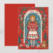 Valentine Card Illustration Of A Girl Feestdagenkaart (Voorkant / Achterkant)