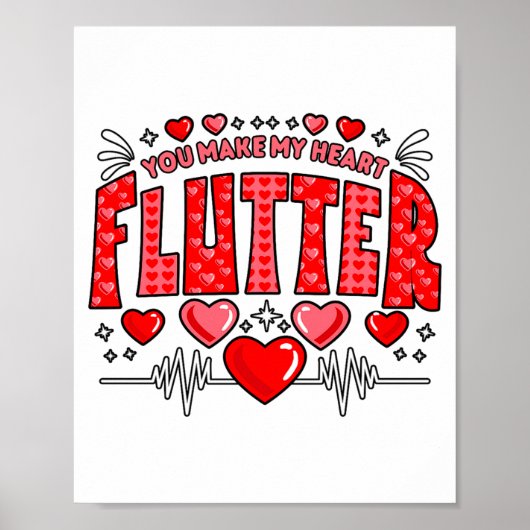 Valentine Cardiac Nurse You Make My Heart Flutter  Poster (Voorkant)
