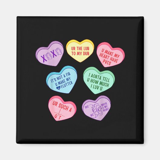 Valentine Cardiologist Hearts Candy Ekg Tech Telem Magneet (Voorkant)