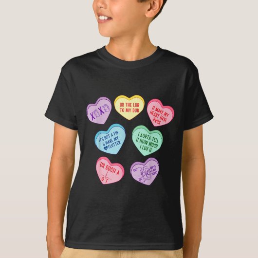 Valentine Cardiologist Hearts Candy Ekg Tech Telem T-shirt (Voorkant)