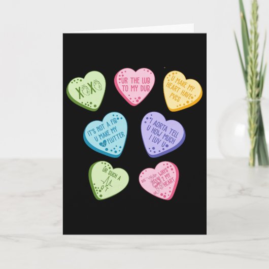 Valentine Cardiology Nurse Conversation Hearts Can Kaart (Voorkant)