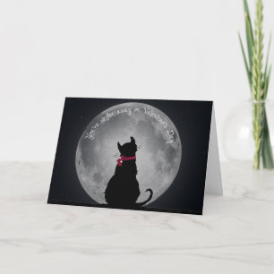 Valentine Cat in the Moonlight Miss You Feestdagen Kaart