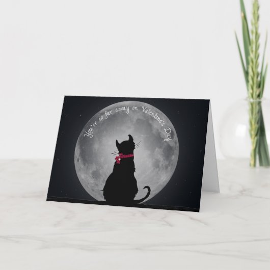 Valentine Cat in the Moonlight Miss You Feestdagen Kaart (Voorkant)