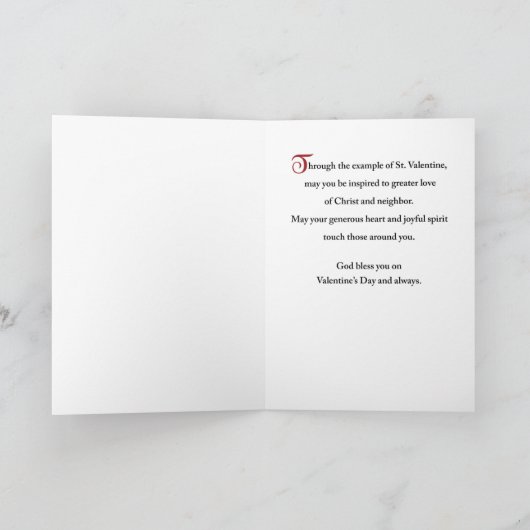 Valentine Catholic Simple Saint Valentine Kaart (Binnen)