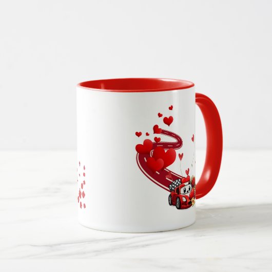 Valentine Celebration Racer Design Cute Mug Mok (Voorkant rechts)