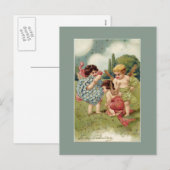 Valentine Cherubs Green Feestdagenkaart (Voorkant / Achterkant)