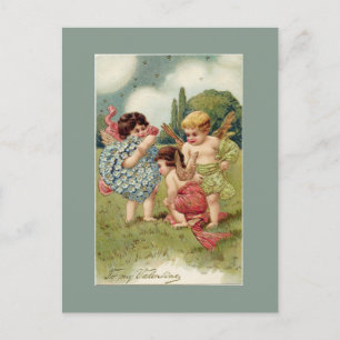 Valentine Cherubs Green Feestdagenkaart
