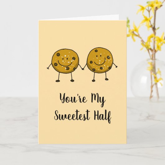 Valentine Chocolate Chip Cookie Pair Kaart (Gele Bloem)