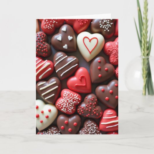 Valentine Chocolate Hearts Card Kaart (Voorkant)