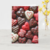 Valentine Chocolate Hearts Card Kaart (Gele Bloem)
