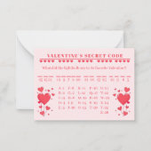 Valentine Classroom Game-Secret Code Notitiekaartje (Voorkant)