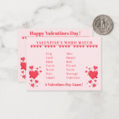Valentine Classroom Game-Word Match Notitiekaartje (Voorkant / Achterkant in situ)