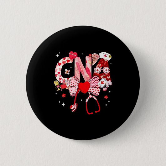 Valentine Cna Nurse Coquette Bow Stethoscope Girl  Ronde Button 5,7 Cm (Voorkant)