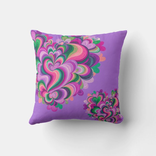 Valentine Colorful Layered Heart Pillow Kussen (Achterkant)