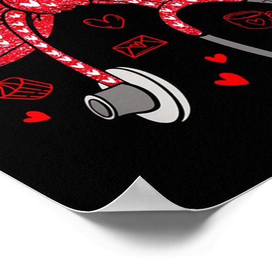 Valentine Coquette Bow Nurse Stethoscope Nursing D Poster (Hoek)